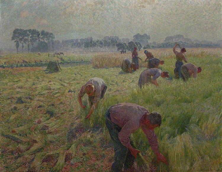 Emile Claus Flax harvesting oil painting image
